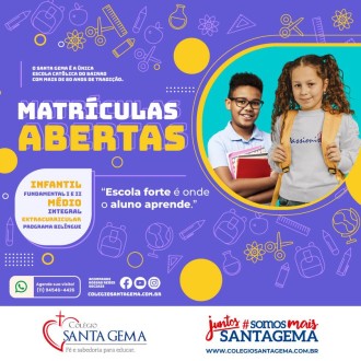 Matrculas abertas 2024 - Santa Gema