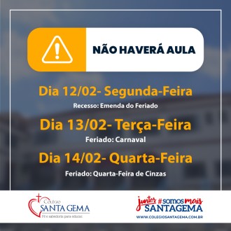 Aviso de Carnaval - Santa Gema